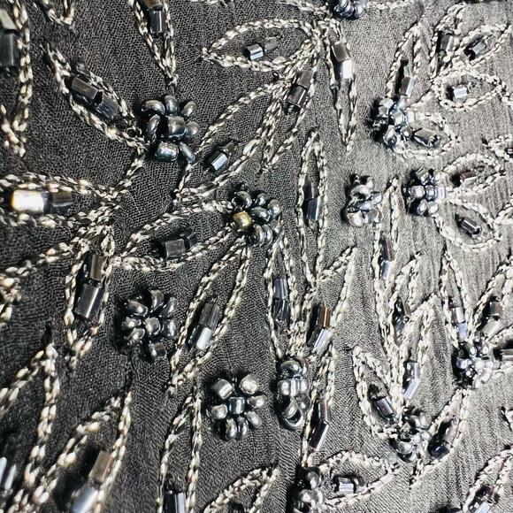 VTG 90s Papell Boutique Evening Top SMALL 100% Silk Beaded Mock Neck Party Event - Picture 6 of 9